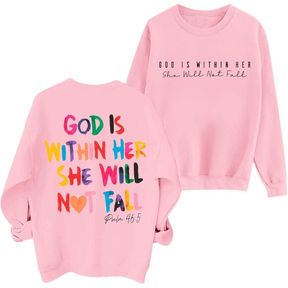 Christian Sweatshirt Women Bible Verse Oversized Hoodie Jesus Faith Gift - Picture 1 of 7